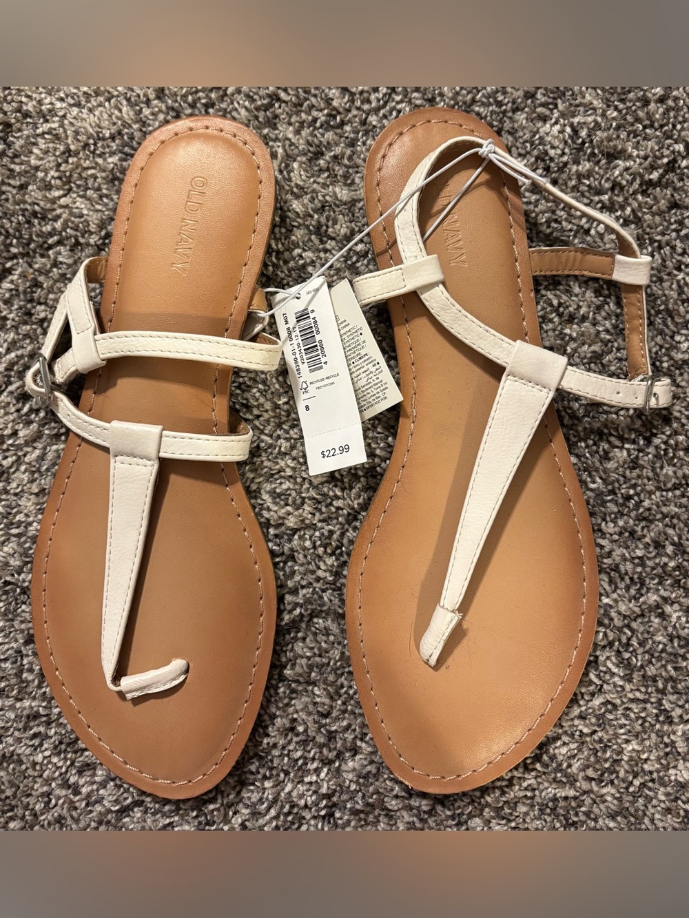 Old Navy - Women’s Size 8 - White T-Strap Sandals
